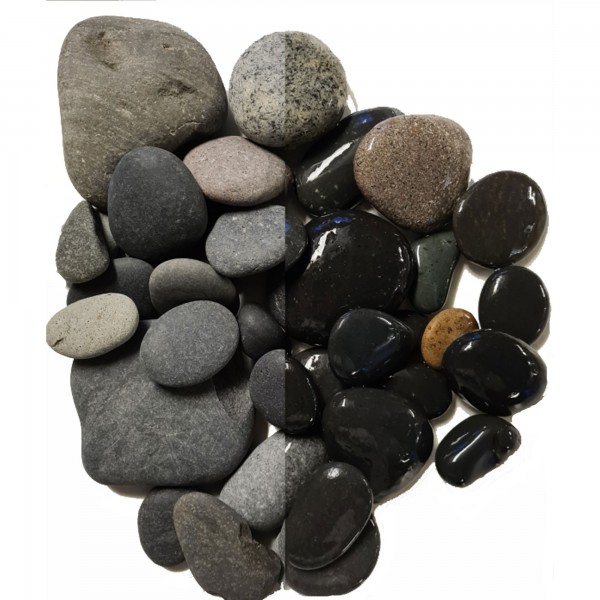 Beach Pebbles 30 - 60 mm grau Zustand trocken und nass